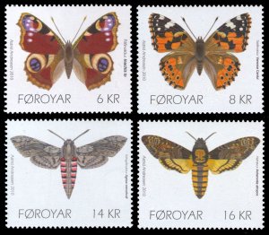 Faroe Islands Butterflies & Moths 2010 Scott #529-532 Mint Never Hinged