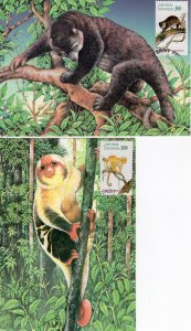 Indonesia 1996 Sc#1640/1641  AUSTRALIAN SPOTTED CUSCUS Pair MAXIMUN CARDS FDC