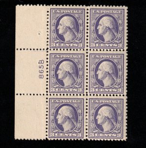 USA #529 Mint Fine - Very fine Never Hinged Plate #8658 Block Of Six