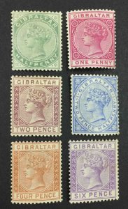 MOMEN: GIBRALTAR SG #8-13 1886 MINT OG H £410 LOT #64358