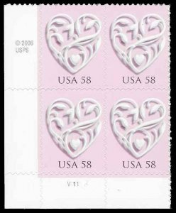 PCBstamps  US #4152 PB $2.32(4x58c)Love-Wedding Hearts, MNH, (PB-3a)