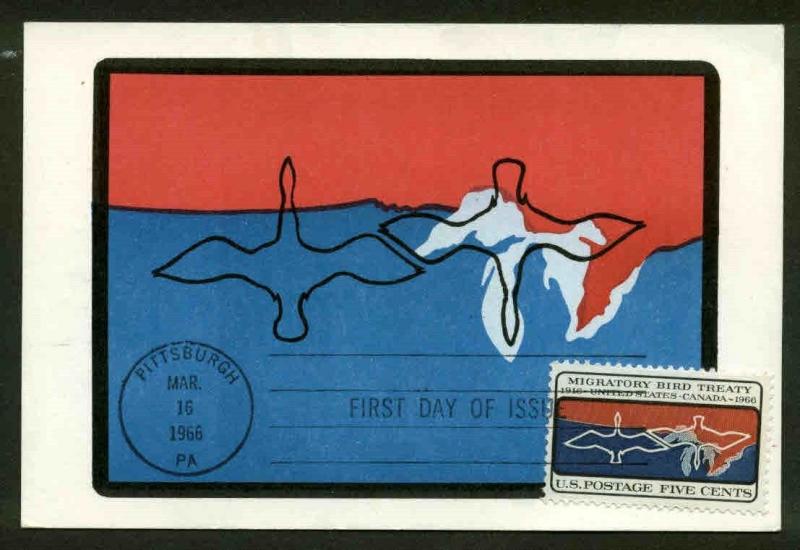 1306 MIGRATORY BIRD TREATY  FDC PITTSBURGH, PA COLORANO PRE-SILK MAXIMUM CARD