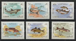 LEBANON, FISHS AIRPOST STAMPS 1968, MNH	