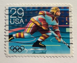 USA 1992 Scott 2611 used - 29c,  Hockey, Winter Olympic Games in Albertville