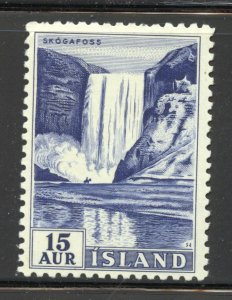 Iceland Scott 289 Unused HNG - 1956 15a Skoga Falls - SCV $0.25