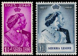 SIERRA LEONE SG203-204, ROYAL SILVER WEDDING set, NH MINT. Cat £20.