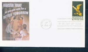 US Sc# 1344 FDC Register Vote Eagle Weather Vane Smithfield