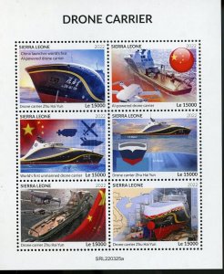 SIERRA LEONE 2022 CHINESE DRONE CARRIER SHEET MINT NEVER HINGED 