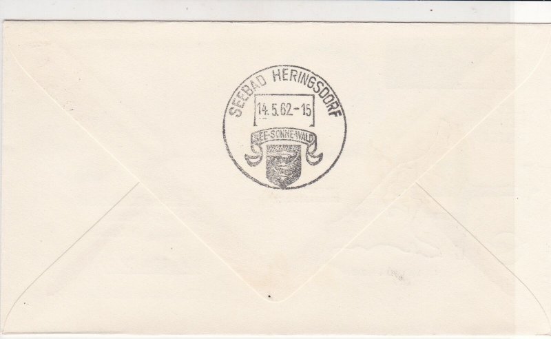 DDR 1962 1st Flight Berlin-Heringsdorf Plane+Mermaid Slogan Stamps Cover Rf26592