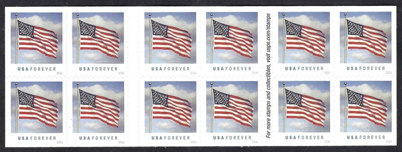 United States #5055a US Flag (2016). Double-sided booklet of 20. MNH