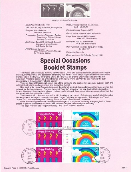 US SP838 Special Occasions Souvenir Page #2396a