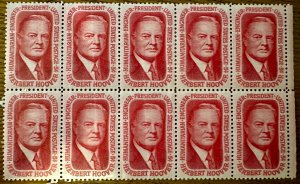 US # 1269 Herbert Hoover block of 10  5c 1965 Mint NH