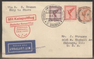 Germany 1930 Bremen Schleuderflug 25.6.1930 Catapult Cover Airmail Cachet 103285