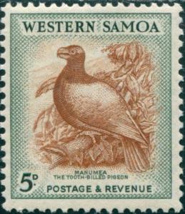 Samoa 1952 SG223 5d orange-brown and deep green Tooth-billed Pigeon MLH