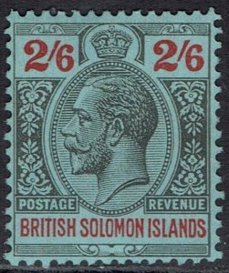 BRITISH SOLOMON ISLANDS 1922 KGV 2/6 WMK MULTI SCRIPT CA