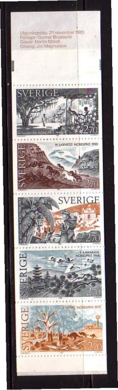 Sweden Sc 1566a 1985 Nobel Prize stamp booklet pane mint NH in booklet