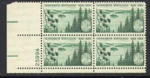 ALLYS US Plate Block Scott #1106 3c Minnesota Statehood [4] MNH OG F/VF [STK]