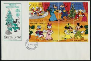 Sierra Leone 1010-12 on FDC's Disney, Christmas, Dance