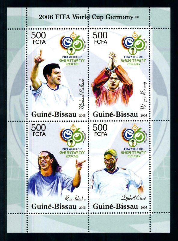 [101634] Guinea Bissau 2005 World cup football soccer Germany Rooney Sheet MNH