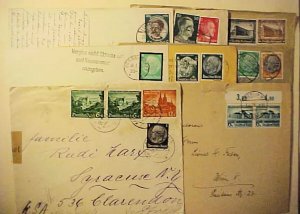GERMAN  8 DIFF. COVERS 1934-1944 THREE ARE CENSORED