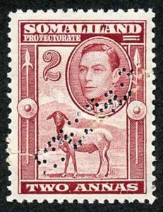 Somaliland Protectorate SG107 KGVI 2a Maroon Perf Specimen REPAIRED M/M