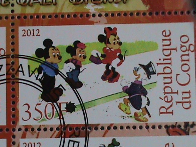 CONGO DISNEY STAMP:2012- WALT DISNEY STAMPS-CTO MINI SHEET #1 VERY FINE