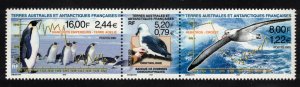 FRENCH ANTARCTIC 2000 Bird Demographic Studies; Scott 277a, Yvert 270-72; MNH