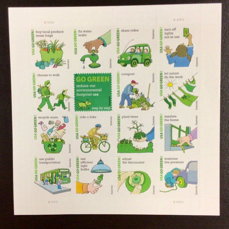 4524 Go Green Miniature Sheet of 16   MNH (44 c)  FV $7.04   2011