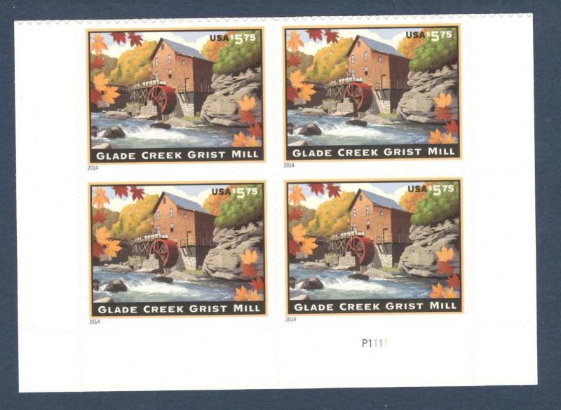 4927 US Priority Mail Glade Creek Grist Mill Plate Block Mint/nh FREE SHIPPING