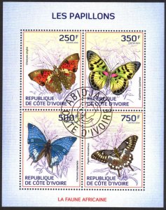 Ivory Coast 2014 Butterflies Sheet Used / CTO