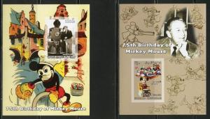 BENIN  2003 75th BIRTHDAY OF MICKEY MOUSE W/ WALT DISNEY SET OF 8 IMPF S/S MINT