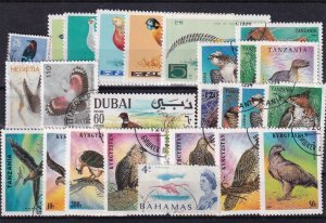 SA09 selection of Birds used stamps from Kyrgyzstan, Tanzania, Dubai, etc.