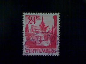 Germany (Wurttemburg), Scott #8N8, used(o), 1947, Abbey at Bebenhausen, 24pf