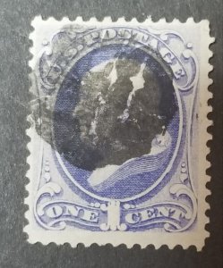 1870 US Scott 145 1c BEN FRANKLIN Stamp Used z9244