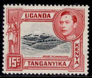 KENYA UGANDA TANGANYIKA GVI SG137a, 15c black & rose-red, NH MINT.