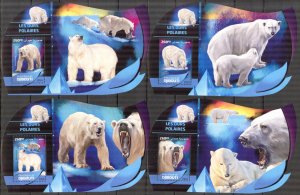 Djibouti 2016 Animals Polar Bears 4 S/S Deluxe MNH