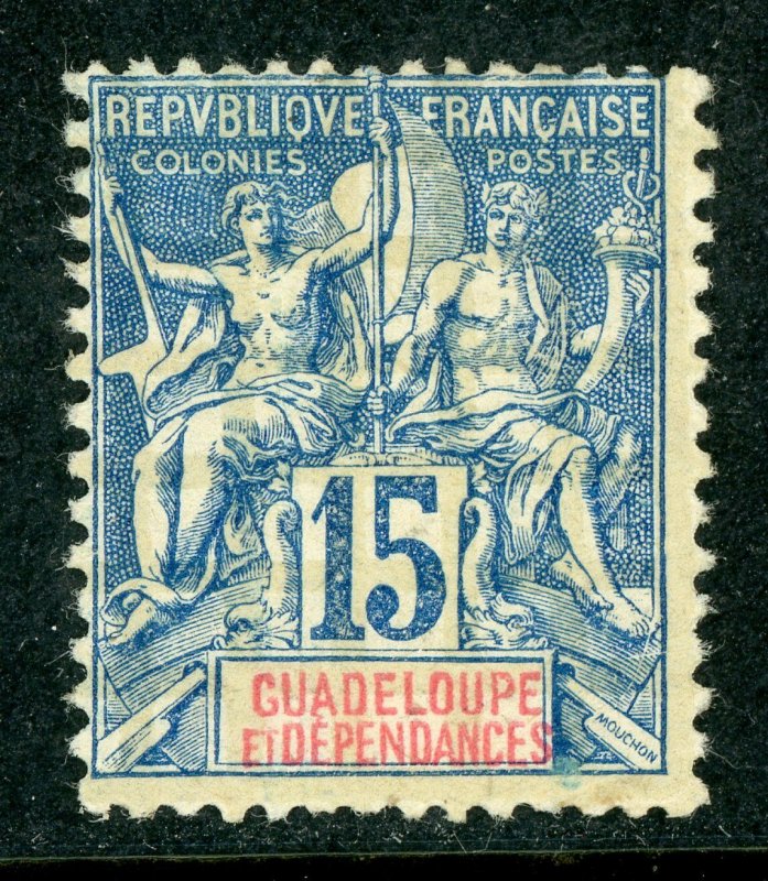 Guadeloupe 1892 French Colony 15¢ Scott #34 Mint H140