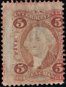 R27c 5¢ Revenue: Inland Exchange (1862) Uncancelled/No Gum