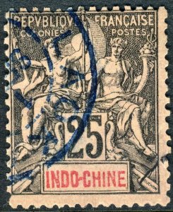 Indochina 1892 French Colony 25¢ Black/Rose Peace & Commerce VSc #13 VFU N936 ⭐⭐