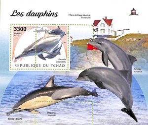 A9585 - TCHAD - MISPERF ERROR Stamp Sheet - 2021 - Dolphins, Marine Life-