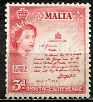 Malta; 1956: Sc. # 252; Used Single Stamp