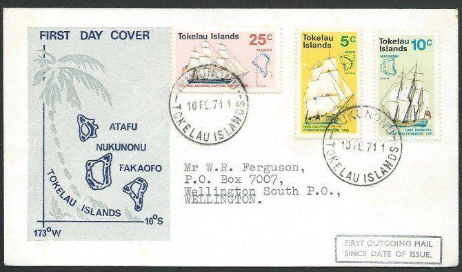 TOKELAU IS 1971 Ships set commem FDC ex NUKUNONO...........................11477