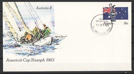 Australia, 1983 issue. America`s Cup Postal Envelope. First day cover.