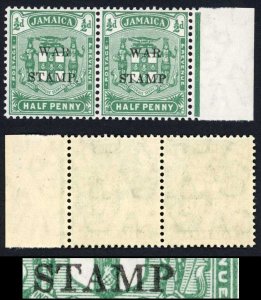 Jamaica SG73a 1/2d Blue-green No Stop M/M Cat 21 pounds