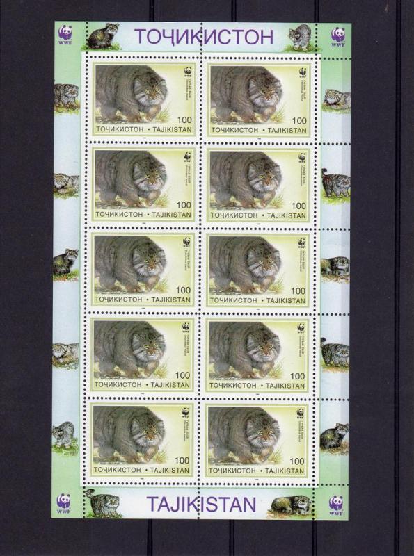 Tajikistan 1996 WWF PALLAS CATS (6) Sheets 60v Perforated Mint (NH)