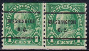 Precancel - Washington, DC PSS 597-61 Coil Gap Pair -  No Gum