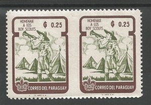 1962 EFO Paraguay Boy Scouts Baden Powell badge ERROR Imperf between