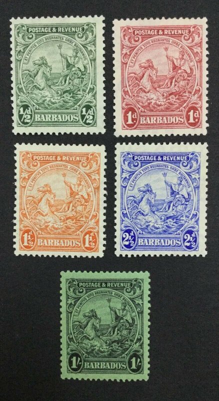 MOMEN: BARBADOS SG #230a,231c,da,233ab,237a P13.5*12.5 MINT OG H £127 LOT #62055