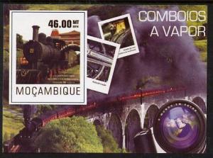 Mozambique 2015 Steam Trains #1 imperf deluxe sheet unmou...