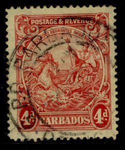 BARBADOS GVI SG235, 4d red/pale yellow, FINE USED.